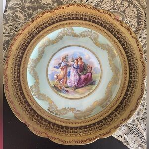 Antique Vintage Neoclassical Hand Painted Austrian Plate